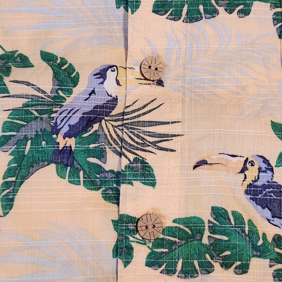 Caribbean Hawaiian Shirt Short Sleeve Tropical Toucans Birds Floral Mens XXL 2XL - Picture 4 of 12